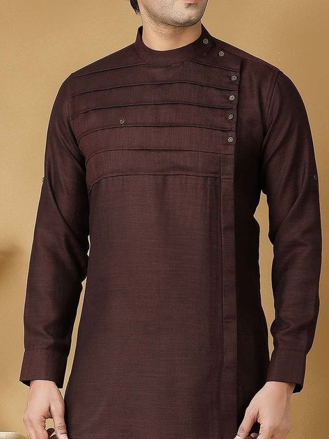 Men Suits Style, Boys Fashion Dress, Latest Kurta Designs, Brown Cotton Fabric, Man Dress Design, Latest African Wear For Men, Design Kurta, Boys Kurta Design, Suits Style