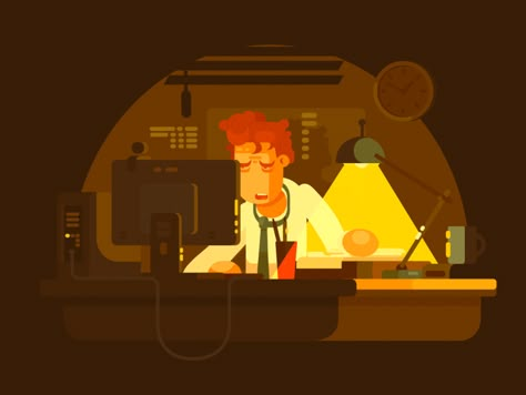 Hardworking dribbble Tired Man, Flat Design Illustration, Motion Graphics Inspiration, Funny Tattoos, Motion Graphics Animation, Working Late, Design Website, Flat Illustration, Illustration Character Design