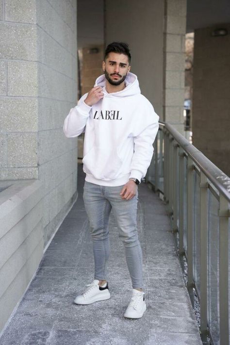 White Sweatshirt Outfit Men, White Hoodie Outfit Men, Oversized Hoodie Outfit Men, Nike Hoodies For Men, White Hoodie Outfit, Oversized Hoodie Outfit, Sweater Outfits Men, Hoodie Outfit Men, White Hoodie Men