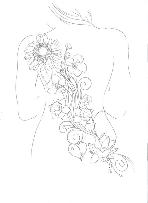 Back Template For Tattoo, Back Tattoo Drawings Women, Across Back Tattoo Women, Full Back Tattoo Stencil, Back Tattoo Stencils For Women, Big Spine Tattoos For Women, Back Tattoo Template, Back Tattoo Drawings, Back Tattoo Sketch