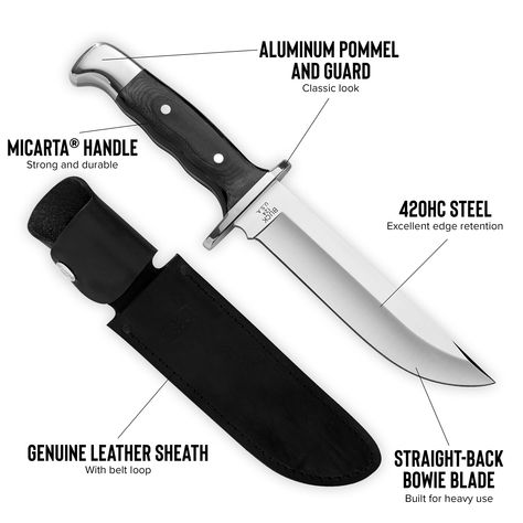 Buck Knives 124 Frontiersman Fixed Blade Knife with Leather Sheath, Hunting Knives - Amazon Canada Buck Knife, Magic Staff, Best Zombie, Pretty Knives, Great Knife, Amazon Canada, Buck Knives, Finger Guard, Micarta Handles