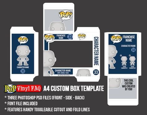 custom-a4-pop-box-template-free Funko Pop Box Template Free, Funko Pop Template, Funko Pop Box Template, Funko Box, Funko Pop Box, Funko Pop Display, Pop Box, Pop Custom, Custom Funko Pop