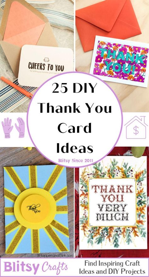 Quick Thank You Cards, Simple Homemade Thank You Cards, Easy Thank You Cards To Make, Close To My Heart Card Ideas, Thank You Cards Handmade Creative, Homemade Stationary Diy, How To Decorate A Card, Simple Diy Thank You Cards, Fun Thank You Cards