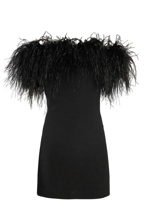 28 Date Night Dresses to Wear on Valentine's Day Yves Saint Laurent Dress, Saint Laurent Dress, Ostrich Feather Trim, Off Shoulder Evening Dress, Catty Noir, Off Shoulder Dresses, Feather Dress, Date Night Dresses, Ostrich Feathers