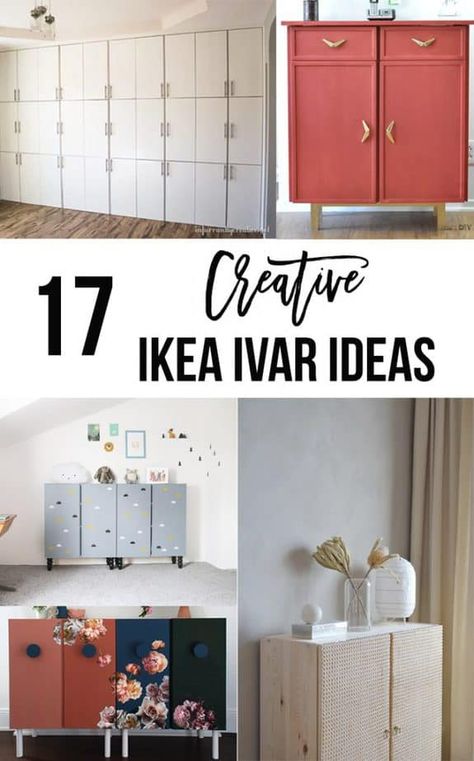 Save these AMAZING Ikea Ivar hacks for the future! So many creative ideas to use the Ikea Ivar Cabinet Cabinet Makeover Ideas, Ivar Cabinet, Ikea Ivar Cabinet, Armoire Ikea, Hacks Ikea, Ikea Ivar, Ikea Hack Ideas, Deco Studio, Ikea Furniture Hacks