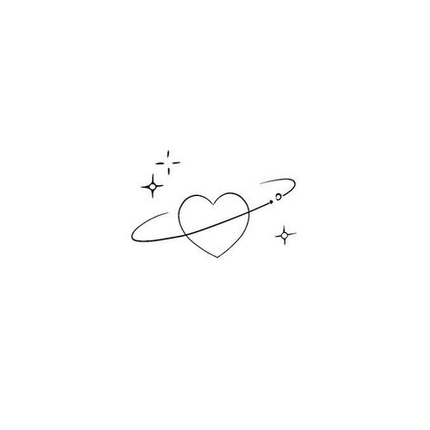 Star Emoji Tattoo, Heart Planet Tattoo, Sparkle Heart Tattoo, Heart Angel Tattoo, Space Line Art, Word Tattoos With Meaning, Small Heart Tattoo, Heart Planet, Emoji Tattoo