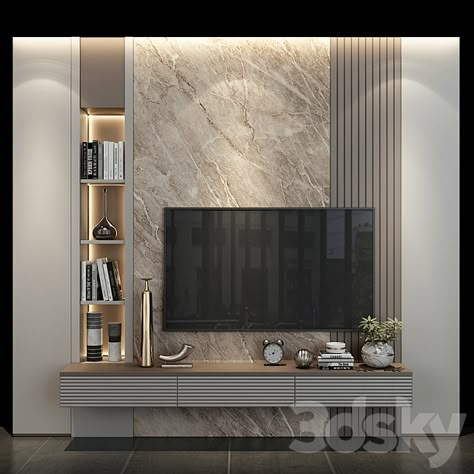 3d models: TV Wall - TV Wall set 0173 Tv Cabinet Wall Design, Room Partition Wall, Ruang Tv, Wall Unit Designs, Tv Unit Decor, Modern Tv Wall Units, Living Room Wall Units, Tv Unit Interior Design, Modern Tv Wall