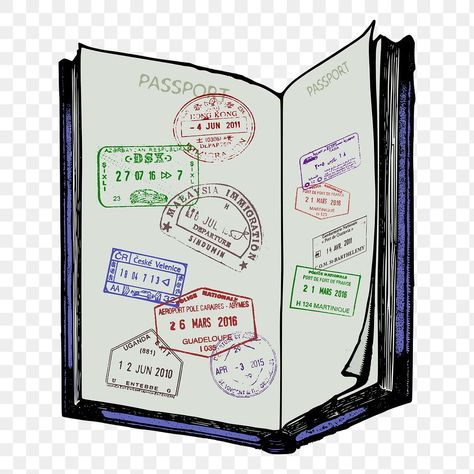 Passport Illustration Art, Passport Drawing Art, Passport Sketch, Passport Inktober, Passport Drawing, Passport Illustration, Passport Art, Textbook Cover, Stamps Png