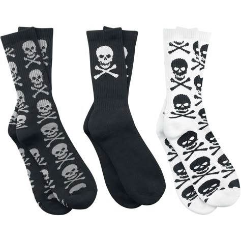 Skull Sox  Socks  »Skull Sox« | Buy now at EMP | More Rock wear  Socks  available online ✓ Unbeatable prices! Cool Socks For Men, Emo Clothes, Skull Clothing, Dr Wardrobe, Skull Fashion, Emo Outfits, Dr Closet, Goth Outfits, Skull Design