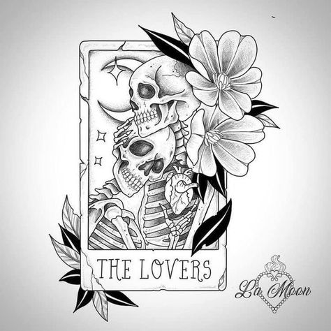 The Lovers, A Skull, Tarot Card, Tattoo Design, Skeleton, Tattoo Ideas, Coloring Pages, Wattpad, Tattoos