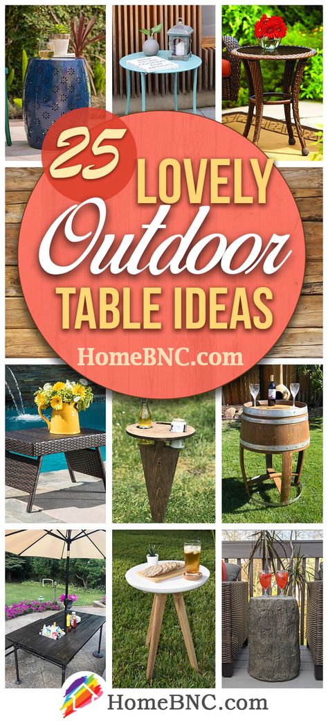 25 Best Outdoor Table Ideas for that will be Perfect for Summer in 2020 Small Outdoor Table Decor, Outdoor Small Table Decor, Outdoor Table Top Decor Ideas, Outside Tables Ideas, Outdoor Table Centerpiece Ideas, Diy Table For Outside, Repurpose Outdoor Table, Outdoor Table Ideas Diy, Porch End Table Ideas