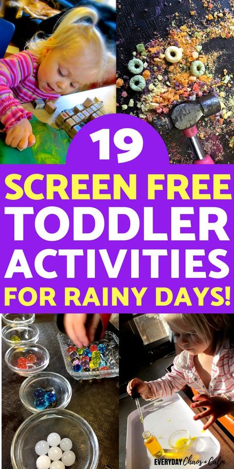 Toddlers driving you crazy on a rainy day? Here are 19 SCREEN FREE, indoor toddler activities to keep them busy and you sane! Indoor Activities For 15 Month Old, Interactive Activities For Preschoolers, Rainy Day Activities For Kids Toddlers, Fun Indoor Activities For Toddlers, Inside Activities For Toddlers, Rainy Day Kids Activities, Rainy Day Toddler Activities, Toddler Indoor Activities, Toddler Activities Indoor