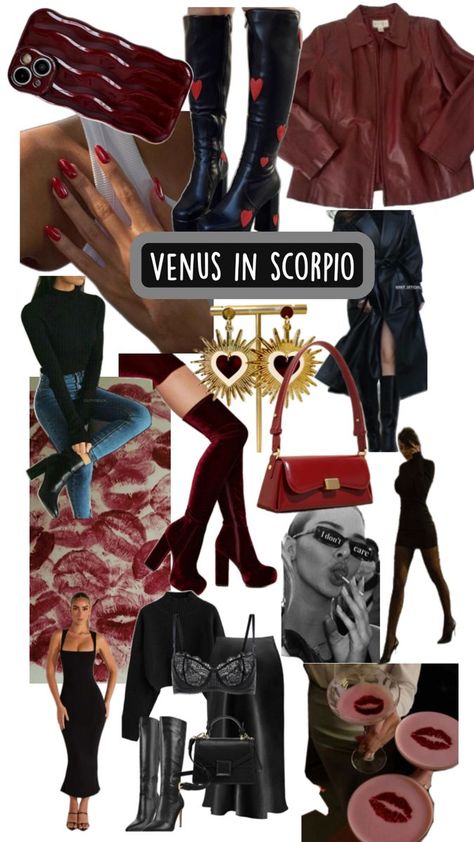 Venus in Scorpio aesthetic Dress Like Your Venus Sign, Venus In Scorpio, Scorpio Aesthetic, Scorpio Fashion, Deep Autumn Palette, Venus Sign, Scorpio Girl, Venus Fashion, Zodiac Signs Scorpio