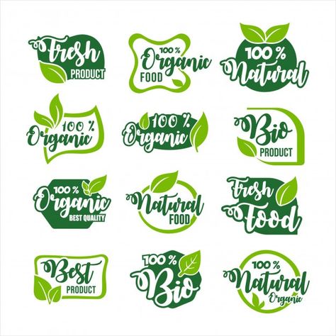 Organic Food Labels, Food Company Logo, Food Brand Logos, Food Font, Organic Food Logo, Food Typography, Organic Logo Design, Fresh Logo, Fruit Logo