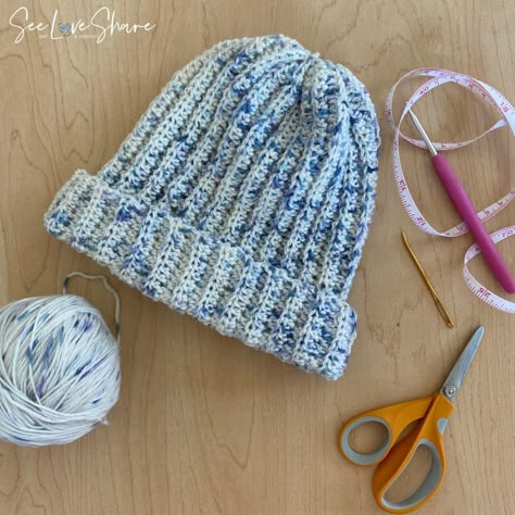 SeeLoveShare Easy Crochet Hat Pattern Free, Baby Beanie Crochet Pattern, Easy Crochet Hat Patterns, Crochet Beanie Pattern Free, Crochet Adult Hat, Crochet Hat For Beginners, Easy Crochet Hat, Crochet Baby Hat Patterns, Elegant Crochet