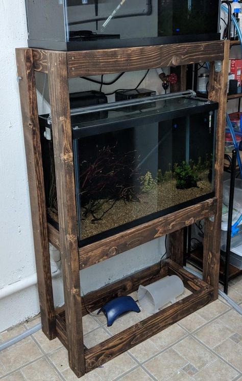 DIY Aquarium Rack for 29 Gallon Tanks - Odin Aquatics Diy 20 Gallon Aquarium Stand, Diy 40 Gallon Tank Stand, Aquarium Stand Ideas Diy, 29 Gallon Aquascape, Diy Tank Stand, Aquarium Stand Ideas, Hexagon Fish Tank, 120 Gallon Aquarium, Aquarium Rack