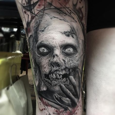 Tattoo In Arm, Pennywise Tattoo, Graveyard Tattoo, Horror Sleeve, Painting Tattoos, Zombie Tattoos, Chicano Tattoos Sleeve, Horror Tattoos, Demon Tattoo