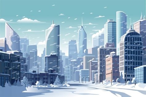 Background Winter City Christmas Nyc, Background Winter, Winter City, City Vector, City Cartoon, Digital Banner, Winter Background, Winter Vibes, Crafts Christmas