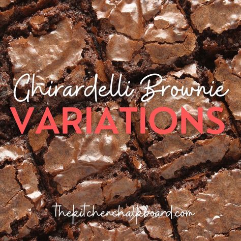 Ghirardelli Brownie Mix Recipe Variations. What can be added to box brownie mix to improve it, how to add flavor to brownies Mediterranean Diet Desserts, Brownie Mix Desserts, Ghirardelli Recipes, Ghirardelli Brownie Mix, Hot Roast Beef Sandwiches, Cake Like Brownies, Brownie Mix Recipes, Best Soups, Coffee Brownies