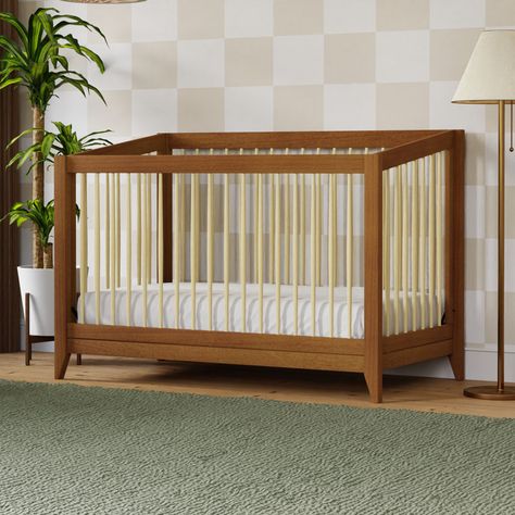 babyletto Sprout 4-in-1 Convertible Crib & Reviews | Wayfair Mid Century Nursery, Crib Safety, Wood Crib, Modern Crib, Stylish Nursery, Nursery Modern, Improve Indoor Air Quality, Adjustable Mattress, Nursery Crib