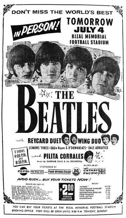 The Beatles Concert Poster, Beatles Please Please Me, Beatles Concert, Marcos Family, The Beatles Poster, Philippine Government, Beatles Memorabilia, Lucas Lima, Beatles Poster