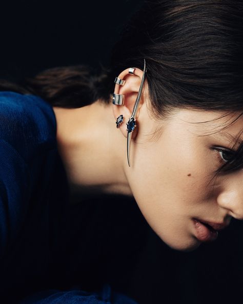 Set your look on fire with the Flame Mono Ear Cuff, an easy-to-adjust piece featuring a stunning blue stone accent. Available only on www.jaagravii.com Fire Inspired Jewellery, October Jewelry, Anklets Indian, Fire Jewelry, Blue Accent, October 31, Ear Cuffs, The Flame, Blue Accents