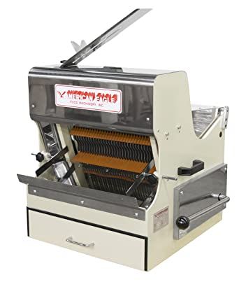 American Eagle Food Machinery AE-BS01-5/8 Bread Slicer with Safety Guard and Pusher Device, 1/2 hp, loaf max Length 15 3/4" Freezer Sandwiches, Milkshake Machine, Bakery Display Case, Rotisserie Oven, Commercial Sink, The Maxx, Bread Slicer, Bread Shaping, Bakery Display