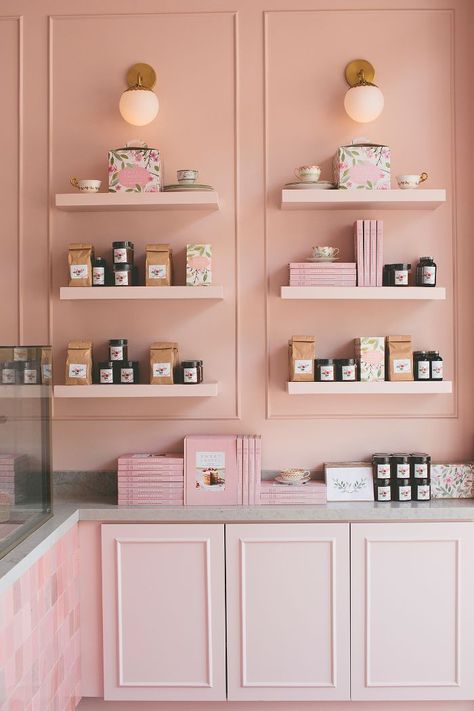 Sweet Laurel is famous for its cakes (and its delicious cookbook), and now you can eat them at its first pink-hued L.A. store. Take the tour. Ideas Decoracion Salon, Cake Shop Design, Sweet Laurel, Beauty Closet, Bakery Interior, Bakery Design Interior, Bakery Design, Cake Business, Bakery Shop