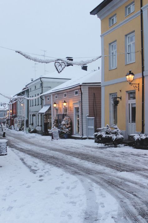 A snowy day in Porvoo, Finland | The Brittains are Coming Winter Aesthetic Small Town, Snowy Small Town Aesthetic, Christmas In Finland Aesthetic, Small Snowy Town, Snowy Small Town, Finland Aesthetic Winter, Snowy Town Aesthetic, Finland Lifestyle, Snowy Day Aesthetic