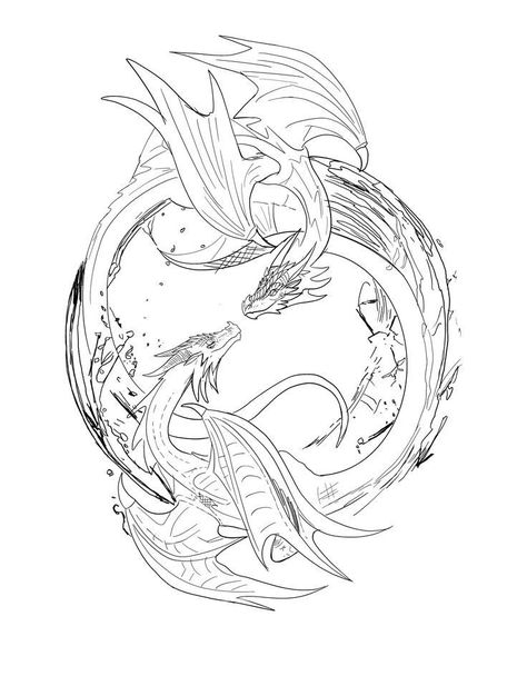 Yin Yang Dragon Tattoo, Dragon Yin Yang Tattoo, Dragon Tattoo Outline, Dragon Yin Yang, Dragon Tattoo Stencil, Dragon Tattoo Drawing, Sakura Tattoo, Bookish Tattoos, Dragon Tattoo Art