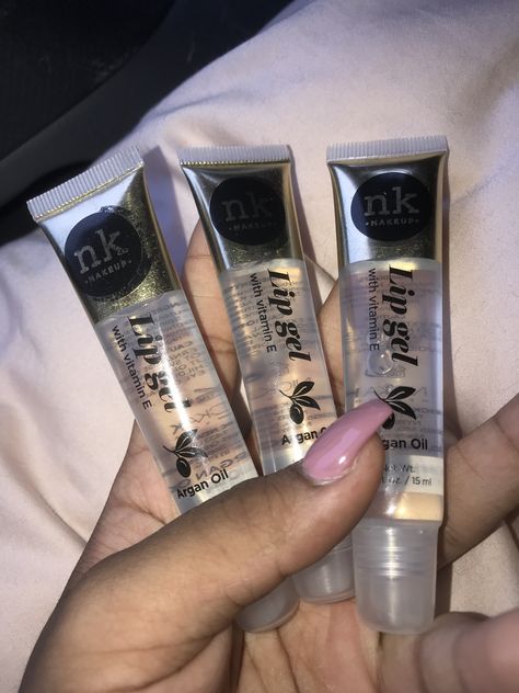 Nk Lip Gloss Aesthetic, Baddie Lipgloss, Nk Lipgloss, Nk Lip Gloss, Lip Gloss Aesthetic, Gloss Aesthetic, Soft Natural Makeup, Makeup Collection Goals, Beauty Routine Checklist