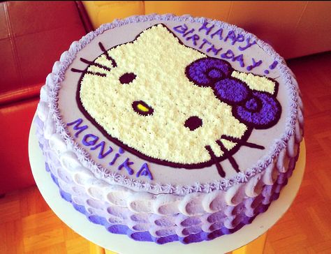 Purple Hello Kitty Cake, Purple Hello Kitty, Kitty Birthday Cake, Violet Ombre, Hello Kitty Birthday Cake, Kitty Cake, Hello Kitty Cake, Hello Kitty Birthday, 17th Birthday