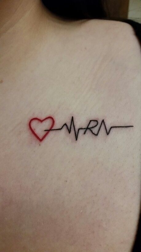 My clavicle RN tattoo, nurse tattoo Small Tattoos Nurse, Tattoo Ideas Nursing, Dainty Nurse Tattoo, Nursing Tatoos Ideas, Registered Nurse Tattoos For Women, Nursing Tattoos, Nurse Tattoo Ideas, Registered Nurse Tattoo, Nurse Tattoo