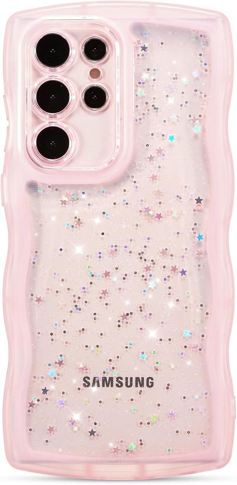 Amazon.com: ZTOFERA for Samsung Galaxy S24 Ultra 5G Case 6.8",Cute Curly Wave Case with Star Glitter,Clear Shiny Bling Soft TPU Shockproof Phone Protecive Case for Women Girls-Pink : Cell Phones & Accessories Curly Waves, S21 Ultra, Samsung Galaxy S24, S24 Ultra, Phones Accessories, Pink Girl, Cell Phones, Women Girl, Cell Phone Accessories