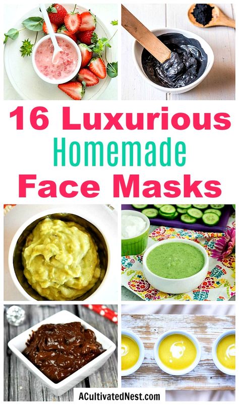 16 Homemade Face Masks- An inexpensive way to relax and nourish your skin at the same time is with a DIY face mask! Here are 16 homemade face masks you have to try! | all-natural DIY face masks, DIY beauty, do it yourself skincare, DIY gift ideas, #diybeauty #DIY #homemade #beauty #faceMask #spa #skincare #allNatural #diyGift #homemadeGift #ACultivatedNest Skincare Homemade, Face Masks Diy, Spa Skincare, Skincare Diy, Masks Diy, Face Mask Recipe, Baking Soda Uses, Homemade Beauty, Diy Gift Ideas