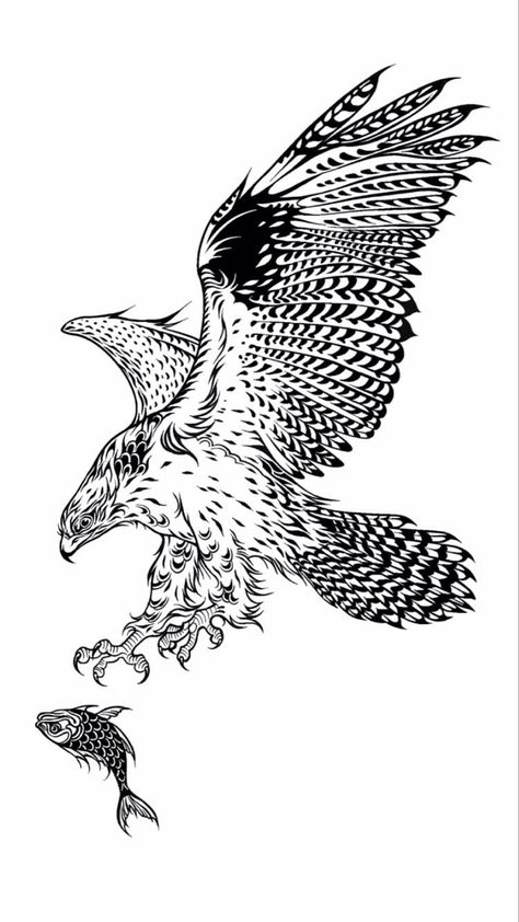 Hawk Tattoo Stencil, Osprey Tattoo Ideas, Redtail Hawk Tattoo, Red Tailed Hawk Drawing, Osprey Art, Osprey Tattoo, Hawk Artwork, Lake Tattoo, Hawk Tattoo