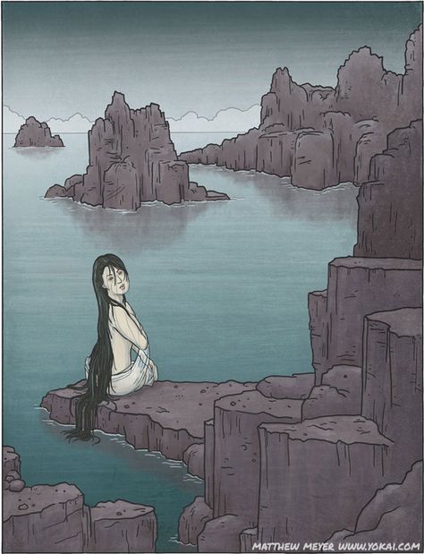 JAPAN's_Iso-onna: Iso-onna are dangerous vampires from Kyushu and Western Japan looking for fisherman and travelers to feed upon. Nure Onna, Futakuchi Onna, Yokai Art, Japanese Mythical Creatures, Japanese Urban Legends, Japanese Yokai, Paint Inspo, Japanese Monster, Japanese Mythology