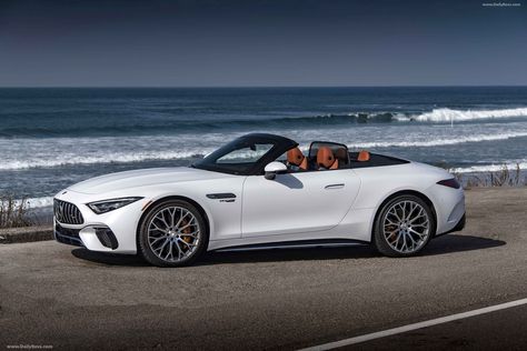 2022 Mercedes-Benz SL 55 – Opalith White Bright | DailyRevs.com White Mercedes Convertible, Mercedes Sl55 Amg, Mercedes Sl55, Mercedes Convertible, Mercedes Benz Convertible, New Mercedes Amg, Mercedes C300, Seventh Generation, Star Badge