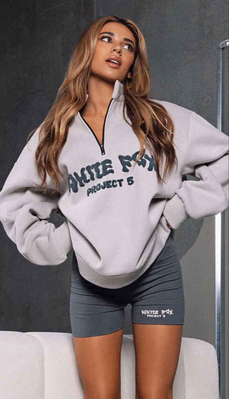 Birthday 2023, Fox Hoodie, Zip Front Sweater, Outfit Styling, Fitness Wear Outfits, Future Outfit, Front Sweater, Puff Print, White Fox Boutique