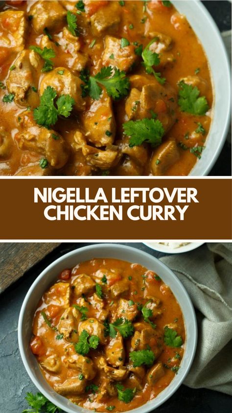 Nigella Leftover Chicken Curry recipe is made with, onions, garlic, and spices with a total preparation time of 45 minutes, this dish serves 4 hungry diners. Roast Chicken Curry, Leftover Chicken Curry, Nigella Recipes, Nigella Lawson Recipes, British Cooking, British Recipes, Roast Chicken Leftovers, Chicken Curry Recipe, Nigella Lawson