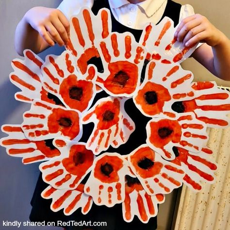 Rememberence Day Crafts For Preschool, Wreaths For Remembrance Day, Remembrance Day Crafts For Infants, Poppy Art For Kindergarten, Poppy Ideas Eyfs, Poppy Arts And Crafts Kids, Remembrance Day Poppy Wreath, Remembrance Day For Preschoolers, Rememberance Day Crafts Kindergarten