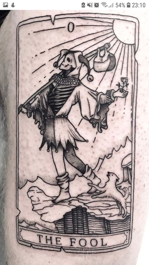 Mens Tarot Card Tattoo, Fools Tarot Card Tattoo, Tattoos Tarot Cards, 7 2 Card Tattoo, Tarot Card Tattoo Hermit, Joker Tarot Card Tattoo, Tarot Card Tattoo The Magician, Tarot Cards Tattoo Design, The Fool Card Tattoo