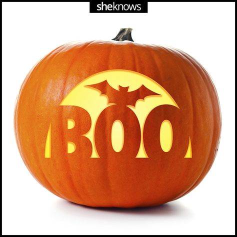 "Boo" Pumpkin Carving Template: 31 pumpkin carving templates to help you wow the neighborhood. Print at @sheknows. #Halloween Happy Pumpkin Faces, Pumpkin Decorating Kits, Lantern Template, Cute Pumpkin Carving, Carving Templates, Halloween Pumpkin Carving Stencils, Creative Pumpkin Carving, Pumpkin Images, Pumpkin Carving Designs