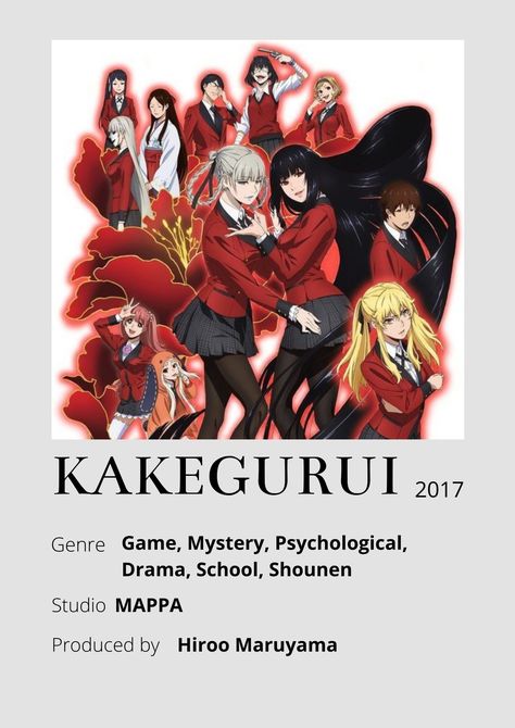 Kakegurui Anime Minimalist poster 😊 Information taken from myanimelist.net and wikipedia.org Kakegurui Anime, Anime Minimalist Poster, Poster Information, Minimalist Poster, Psychology, Drama, Movie Posters, Anime, Quick Saves