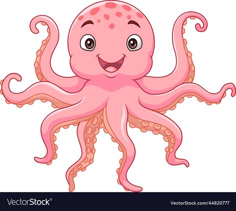 Animale Marine, Happy Octopus, Ocean Clipart, Cute Octopus, Cityscape Photos, Cartoon Clip Art, Cartoon Style, Background Banner, Vector Photo