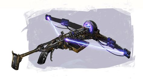 ArtStation - Concept art for electric crossbow, Jakub Kuzma Fantasy Technology Concept Art, Artificer Inventions, Fantasy Items Art, Evil West, Magic Technology, Warlock Dnd, Artstation Concept Art, Fantasy Items, Sci Fi Tech