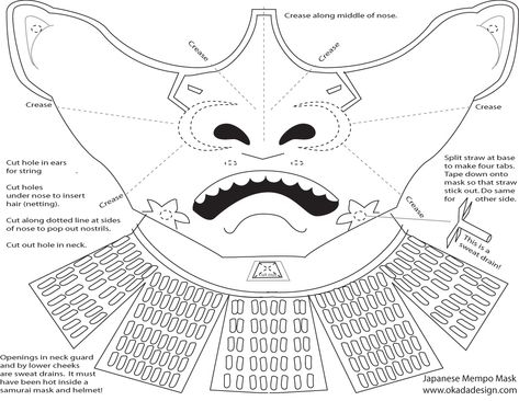 Cardboard Samurai Armor, Japan For Kids, Helmet Template, Japanese Demon Mask, Mask Papercraft, Chest Armor, Samurai Mask, Foam Armor, Samurai Helmet