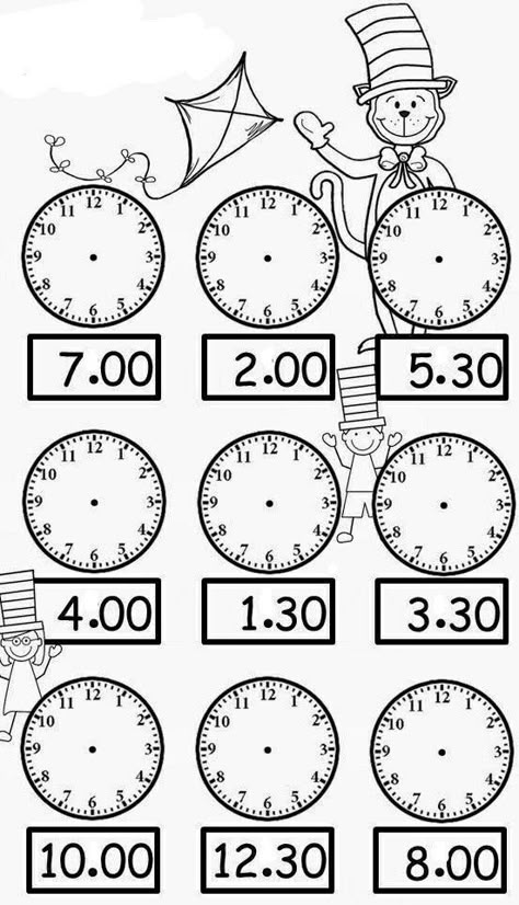 Preschool Clock Craft, Clock Worksheets, Kindergarten Math Worksheets Addition, Math Fact Worksheets, Learning Clock, Preschool Activities Printable, Math Addition Worksheets, Telling Time Worksheets, Mathematics Worksheets