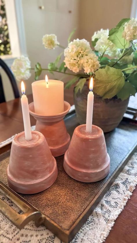 Magnolia Mercantile, Diy Outdoor Candles, Outdoor Candle, Terra Cotta Pot, Outdoor Candles, Candle Sticks, Terracotta Pot, Terracotta Pots, Terra Cotta