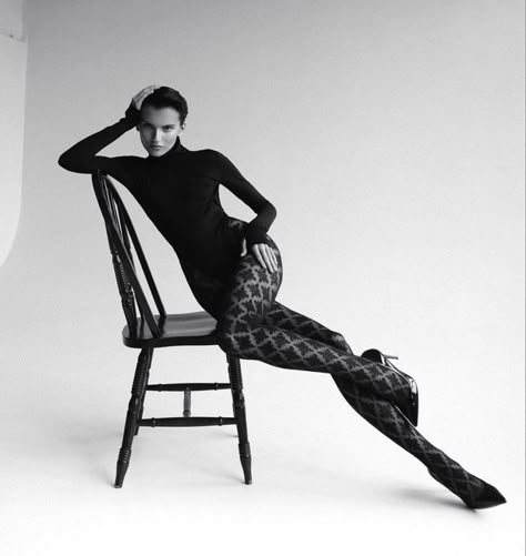 Editorial Chair Pose, High Fashion Studio Photography, Photoshoot Chair Poses, High Fashion Model Poses, Editorial Fashion Shoot Studio, Catsuit Photoshoot, Fall Studio Photoshoot, Mysterious Poses, Editorial Poses Women